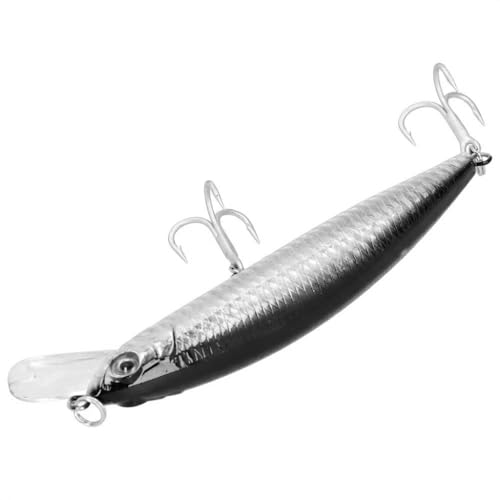 40g Saltwater Fishing Lure with Treble Hook – 120mm Minnow Jerkbait for Ocean, River & Lake Fishing, Stainless Steel & Plastic Construction - color: Black