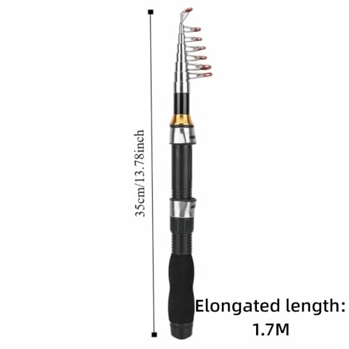 Telescopic Fishing Rod Mini Sea and Ice Fishing Pole Universal Portable Short Pole Ice Fishing Rod Tools for Saltwater Freshwater - size: 1.7m