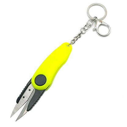 GARASANI Mini Stainless Steel Foldable Blade Fishing Plier Scissor Braid Line Snip Cutter with Key Chain (Green)