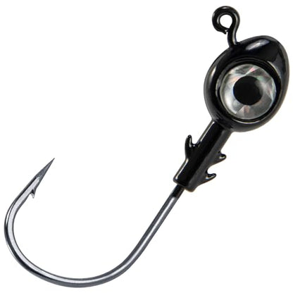 Dr.Fish 10 Pack Fishing Eyes Jigs 3D Eyes Trout Heads Bass Hook Saltwater Swimbait Jig Heads Freshwater Walleye Redfish Striper - color: Black, size: 3/16oz-Hook #1