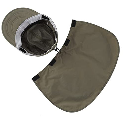 Connectyle Mens Foldable UV Protection Sun Hat with Removable Neck Flap Outdoor Adventure Sun Cap for Fishing Hiking Safari - color: Light Army Green