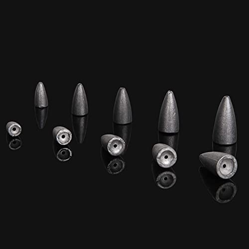 Bullet Sinkers Fishing Weights Lead Worm Weights Bass Fishing Sinkers for Freshwater Saltwater Texas Carolina Rig - style: 3/16oz-50pcs