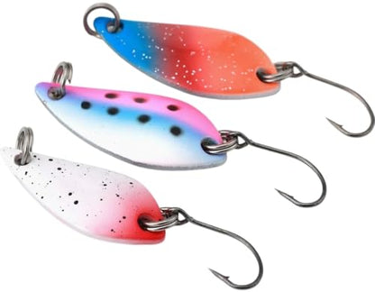 10pcs Fishing Lures with Single Hook 1.2 inch Multicolor Trout Spoon Fishing Spoons Set with Storage Box for Trout, Salmon, Bass Fishing - color: 1/11oz x 4pcs+1/8oz x 3pcs+1/5oz x 3pcs