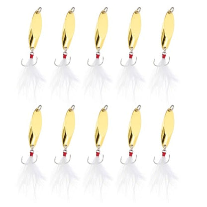 PATIKIL Fishing Spoons, Fishing Lures Casting Spoon Treble Hooks Jigs Hard Metal Spinner Baits - color: Gold Tone, size: 1/4 oz