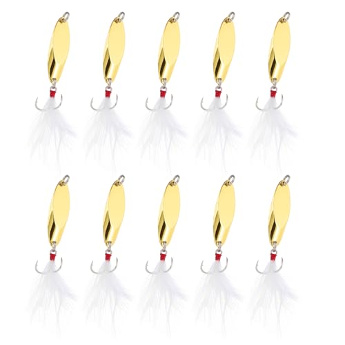 PATIKIL Fishing Spoons, Fishing Lures Casting Spoon Treble Hooks Jigs Hard Metal Spinner Baits - color: Gold Tone, size: 1/4 oz