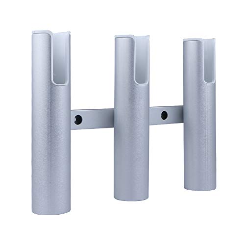 Aluminium Wall-Mounted Fishing Rod Holder for Boat, Garage & Marine - Holds Rods & Poles - color: Large Silver 3 Tubes