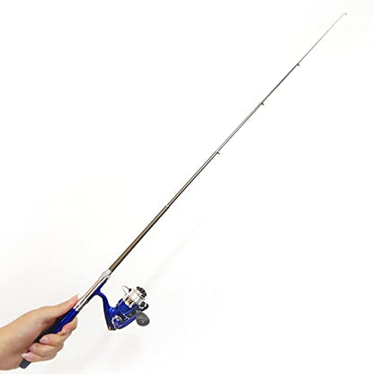 Compact Pocket Telescopic 38inch Mini Pen Fishing Rod Spinning Reel Combos Pen Folded Fishing Pole Spinning Wheel Gift for River, Lake, Reservoir, Ice Fishing and So On - color: Blue