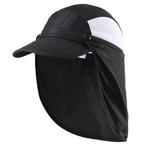 Connectyle Kids Sun Hat with Removable Neck Flap UPF 50+ Sun Protection Baseball Cap Summer Beach Sun Hats 3-6 Years - color: Black