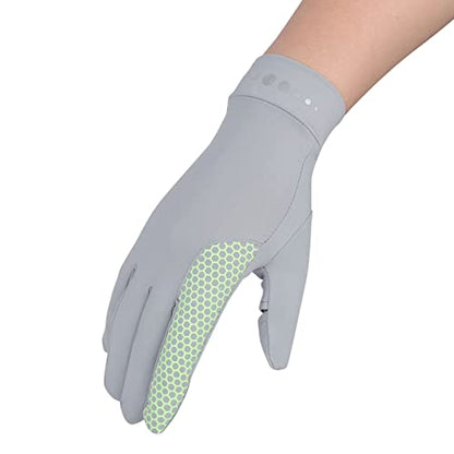 Mens Women Driving Gloves Summer UV Sun Protection Gloves Non-Slip Touchscreen Ice-Silk Sunblock Gloves for Cycling Riding - color: Standard Light Grey