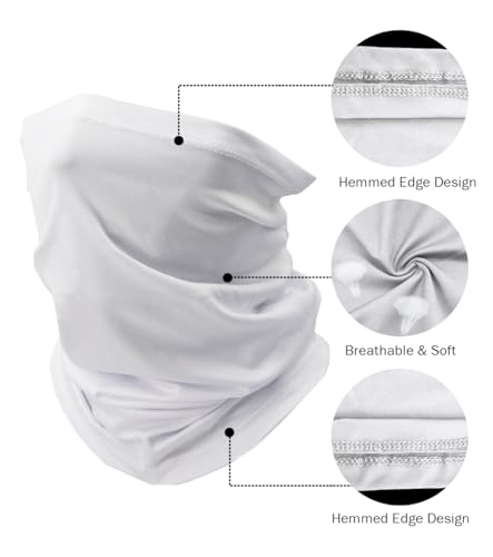 Fishing Neck Gaiter, Sun Protection Face Mask, Cooling Neck Shield Scarf Cycling Balaclava Bandana for Men and Women - color: White Pack