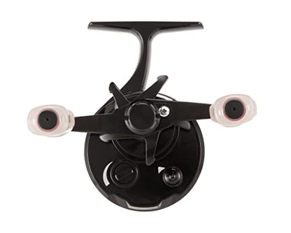13 Fishing - Descent Aluminum - Inline Ice Fishing Reel - 2.7:1 Gear Ratio - Left Hand Retrieve (Aluminum Spool Gen 2 Design) - D2AL-2.7-RH, Black/Red