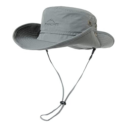 Oversize XL XXL Large Wide Brim Waterproof UPF 50+ Bucket Sun Summer Travel Fishing Hiking Fisherman Hat Detachable Chin - color: 000702_light Grey, size: Small-Medium