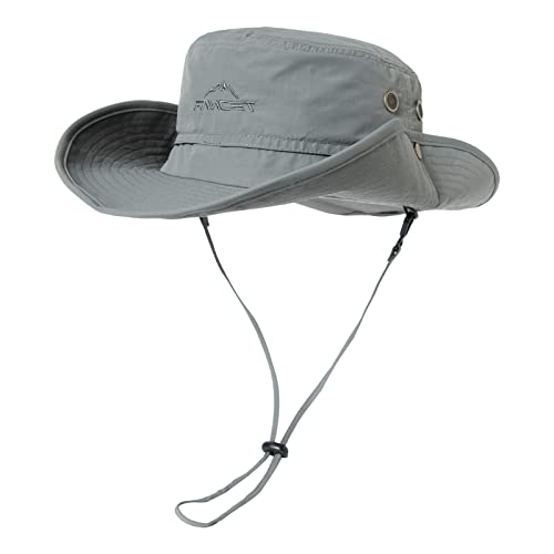 Oversize XL XXL Large Wide Brim Waterproof UPF 50+ Bucket Sun Summer Travel Fishing Hiking Fisherman Hat Detachable Chin - color: 000702_light Grey, size: Medium-Large