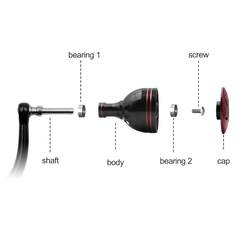 Power Knob Compatible with S h i m a n o Sahara FI Twin Power Daiwa Fuego Spinning 30mm G - color: Black Red-Include Shaft, size: 30 mm