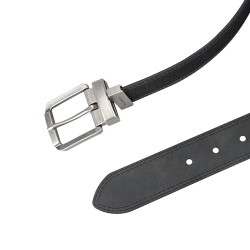 Columbia Men's 2-in-1 Reversible Casual Leather Belt – Versatile Everyday Style, Dual-sided Strap - color: Black/Black Canvas, size: Large (38-40)