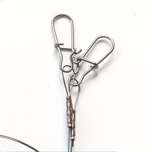 30cm 14kg Titanium Fishing Leader Line, Bite Proof Trace with Rotating Swivel Anti-Tangle Design, Low Friction Coating, Stainless Steel Pins for Predatory Fish, Pike Muskie Saltwater Freshwater