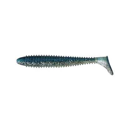 Moose Baits 3.8” Paddle Swimmer Soft Plastic Baits – Bass Fishing Lures - Soft Lure Bass, Durable Plastic Bait Swimmer for Freshwater Bass (6 Pack) - color: Sky Blue Glitter