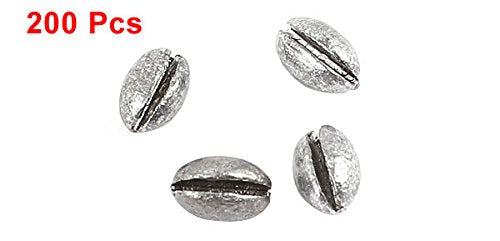 uxcell 200 PCS 0.24" x 0.2" Egg Lead Fishing Weights Sinkers, Oval Shape Fishing Weights Line Tackle Split Shots Sinkers for Saltwater Freshwater Fishing
