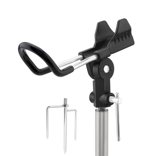 Fishing Rod Holders for Bank Fishing, Fishing Pole Holders for Ground & Beach, 360 Degree Adjustable & Detachable Fishing Pole Stand Equipment - color: Black