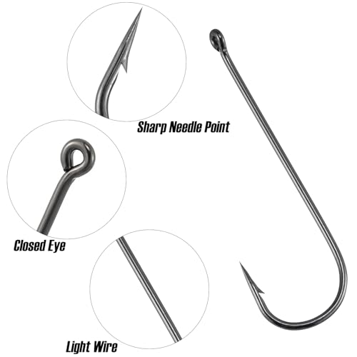 Dr.Fish 100 Pack Aberdeen Fishing Hooks Freshwater, Straight Shank Light Wire Worm Hooks for Bass/Crappie/Bream/Bluegill/Panfish - size: #12-100 Pack