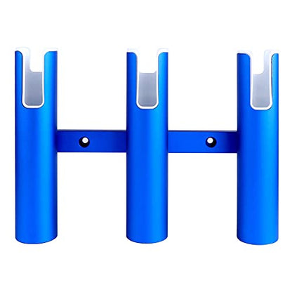 Aluminium Wall-Mounted Fishing Rod Holder for Boat, Garage & Marine - Holds Rods & Poles - color: Blue 3 Tubes