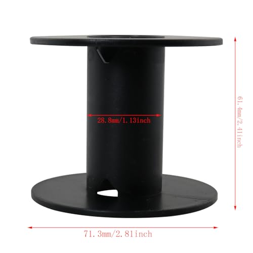 DGBRSM 6PCS Empty Plastic Wire Spool 71mm2.8 Inches Fishing Line Winding Packaging Spool for Rope Storage Ribbon Storage Black