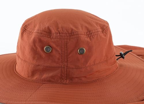 Home Prefer UPF50 Mens Sun Hat with Neck Flap Quick Dry UV Protection Cap Womens Wide Brim Fishing Hat Neck Flap Beach Garden - color: Brown