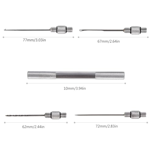 5 in 1 Baiting Needle Tool Fishing Rigging Baits Kits Tool Set Baits Boilie Drill Stringer for Making Rigs Stainless Steel Baiting