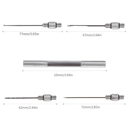 5 in 1 Baiting Needle Tool Fishing Rigging Baits Kits Tool Set Baits Boilie Drill Stringer for Making Rigs Stainless Steel Baiting