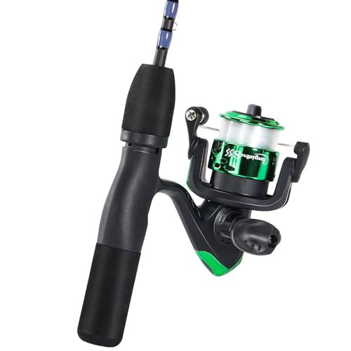 Sougayilang Ice Fishing Rod and Reel Set, Ice Fishing Includes Ice Jigs, Lures, and Essential Tackle,27" Medium/Light Power Ice Spinning Rod,EVA Foam Grip Handle - color: F-spinning ice combo-MYMXE, size: 26"
