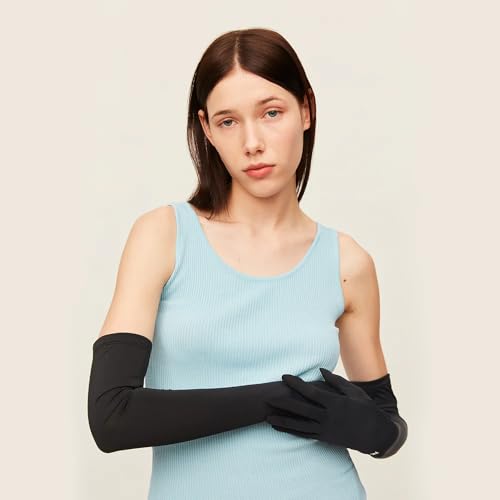 Summer-UV-Sun-Protection Gloves Outdoor Long Arm Driving-Gloves for Women - color: Black