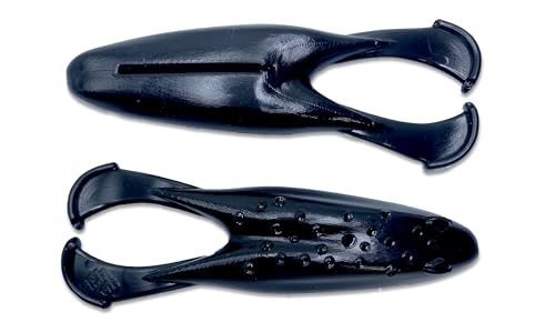 Phat Pak Baits - Skipper Toad Zoom Horny Toad Style Soft Plastic Frog 4" 10ct Top Water Bass Fishing Lure - color: Straight Black