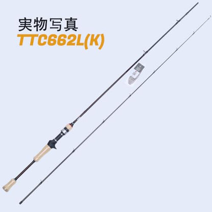 Teton 5'2"-6'6" BFS Fishing Rod Casting & Spinning, Ultra Light Rods, 40T Carbon Fiber Blank, Fuji Guides & Reel Seat, MF Fast Action, 2 Piece Travel Trout Lure Pole - size: Cast 6'6"-L-M Fast-TTC662L(K)