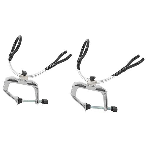NovelBee 2-Pack of Aluminum Alloy Boat Rods Holder with Clamp Adjustable Up and Down and 360 Degree Rotatable Fishing Rod Racks