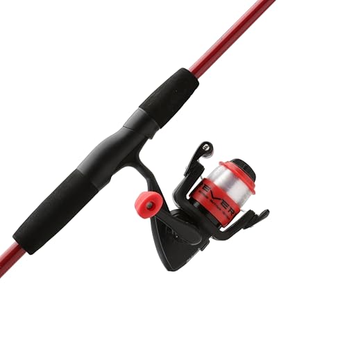 Shakespeare Reverb Spinning Reel and Fishing Rod Combo Durable Tubular Glass Rod Blank Construction, EVA Handle - color: Red/Black