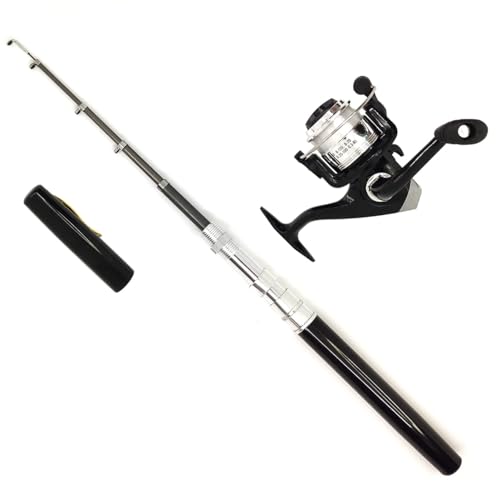 Pocket Mini 38inches Telescopic Pen Fishing Rod and Reel Combo, Portable Fishing Pole with Line Lure Hook for River Lake Reservoirs Ice Etc - color: Fishing Rod and Reel Combos