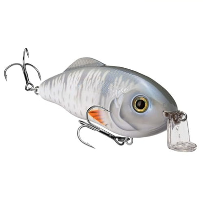 Strike King Hybrid Hunter Shallow Jr. Fishing Lure, Shallow Diving Crankbait, 90-Degree Bill, 3D Eyes, Loud Rattle, Dives 1 to 3-Feet,Size 4 & 6 Treble Hooks - color: Smooth, size: 1/2 oz