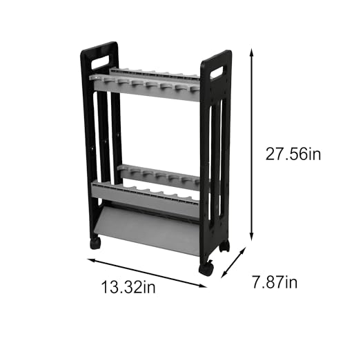 JOYWAVE Fishing Rod Holder,Fishing Pole Holders for Garage,Plastic Fishing Rod Rack,16-Slots,Portable Wheels