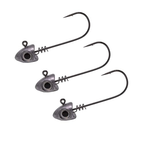 Duckett Fishing Subtle Head Jig Heads Soft Plastic Lure Jig for Bass, Walleye, and Inshore Fishing, 4 Pack, Unpainted with Eye, 3/0 Hook - size: 3/16oz 3 Pack