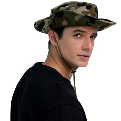 Sun Hats for Men Women Bucket Hat UPF 50+ Boonie Hat Foldable UV Protection Hiking Beach Fishing Summer Safari - color: 1pack-jungle Camo