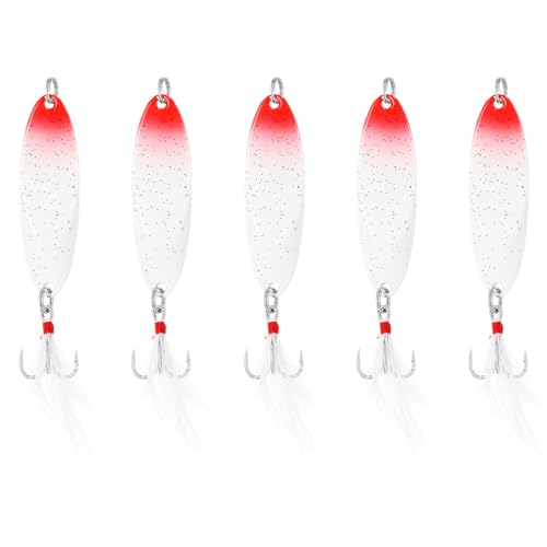 PATIKIL Fishing Spoons, Fishing Lures Casting Spoon Treble Hook Jigs Spinner Baits for Freshwater Saltwater - style: 3/5oz