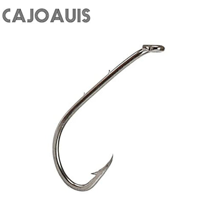 Baitholder Fishing Hooks 100pcs/ Pack Barbed Shank Down Eye Fishing Offset Hooks(8#-6/0) - size: 3/0-100PCS