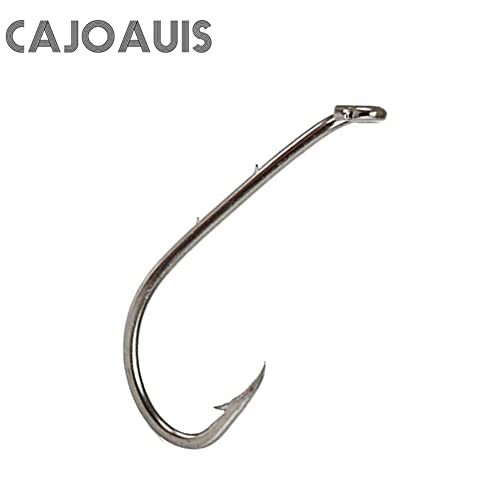 Baitholder Fishing Hooks 100pcs/ Pack Barbed Shank Down Eye Fishing Offset Hooks(8#-6/0) - size: 4#-100PCS