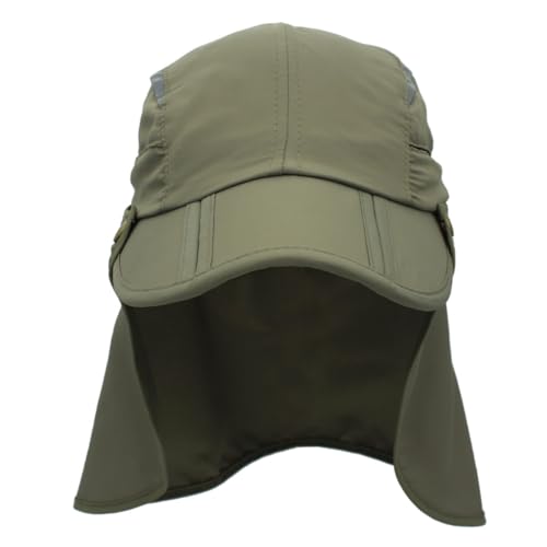 Connectyle Men's Sun Hat with Detachable Neck Flap Adjustable Outdoor UPF 50+ Baseball Sun Cap for Fishing Hiking Golfing - color: Army Green