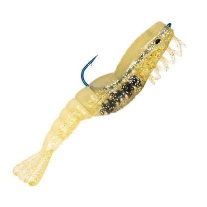 Charlie's Worms Soft Plastic Shrimp - Scented Fishing Bait - 3pk - color: Glow & Gold Glitter