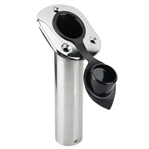 NovelBee 4pcs Boat Fishing Rod Holders,Stainless Steel Fishing Rod Rack Flush Mount withCap,Liner,Gasket (30 Degree Rod Holder)