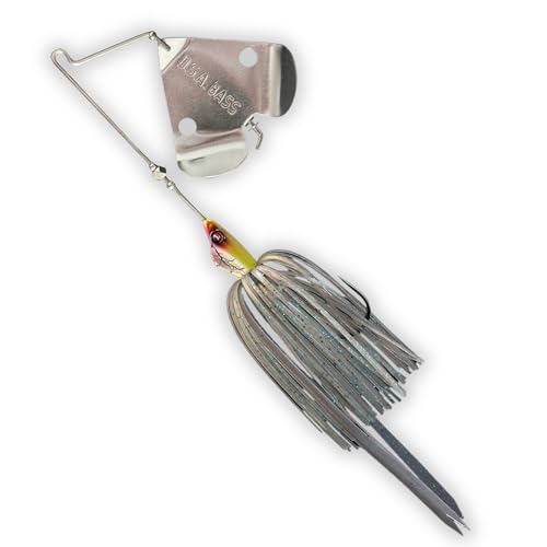 USA BASS Tackle Stiletto Buzzbait Largemouth Smallmouth Spotted Bass Premium Fishing Bait Hover Head Custom Silicon Skirt Mega Bubble Blade Clacker Heavy Duty Hook - color: Smokin Shad