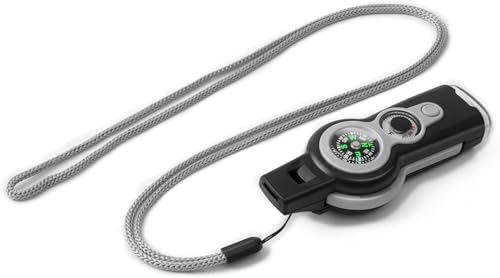 Emergency Survival Function Whistle, Outdoor Multifunctional Tool Safety Whistle with Lanyard, Ideal for Kayaking, Boating, Hiking, Camping, Climbing, Hunting, Fishing, Rescue Signaling - color: Grey