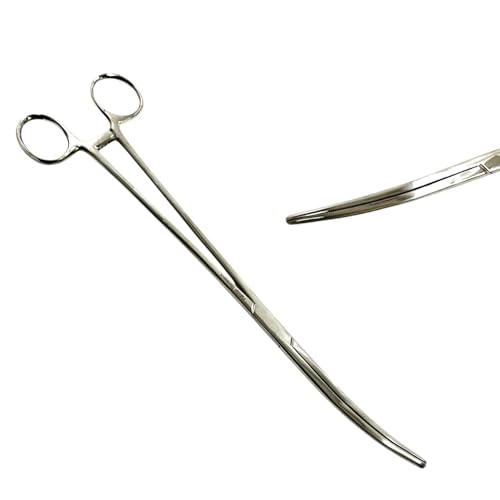 Locking Hemostat Pean Forceps Clamps 14in Long Reach - Curved Serrated Jaws - Stainless Steel - Multi-Puropose Pliers for Crafts, Hobby, Fishing, Veterinary, Lab, and More