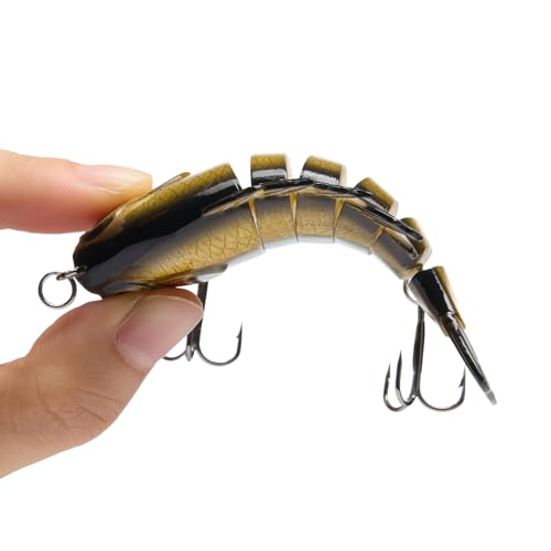 BASSDASH SwimPanfish Multi Jointed Panfish Bluegill Swimbaits Hard Topwater Bass Lures Fishing Lure Crank Saltwater 3.5in/0.85oz - color: Emerald Shiner